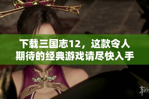 下载三国志12，这款令人期待的经典游戏请尽快入手！