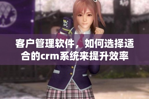 客户管理软件，如何选择适合的crm系统来提升效率