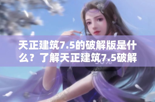 天正建筑7.5的破解版是什么？了解天正建筑7.5破解版的各项功能与特性。